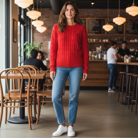 Ralph Lauren Sweaters - Ralph Lauren Classic Women’s Cable-Knit Pullover Crewneck Sweater Vibrant Red, L